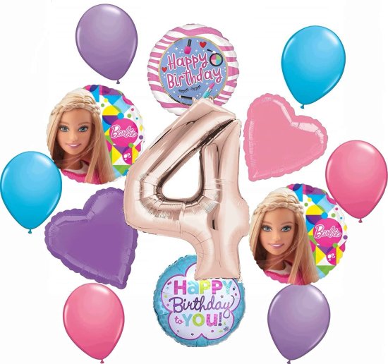Barbie バービー4歳の誕生日パーティーは、バルーンブーケの装飾を備えています