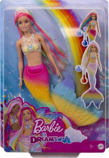 Barbie バービードリームトピアマーメイドドール、約12インチ、虹の尾