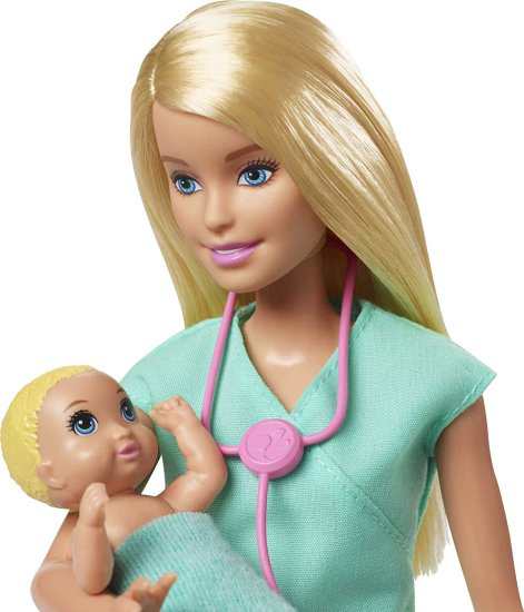 Barbie バービーベビードクターは、ブロンド人形、2つの幼児人形、試験