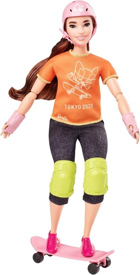 Barbie バービーオリンピックゲーム東京2020ユニフォーム、東京2020ジャケット、メダル、スケートボード、手首、膝地の3歳以上のスケートボーダードール