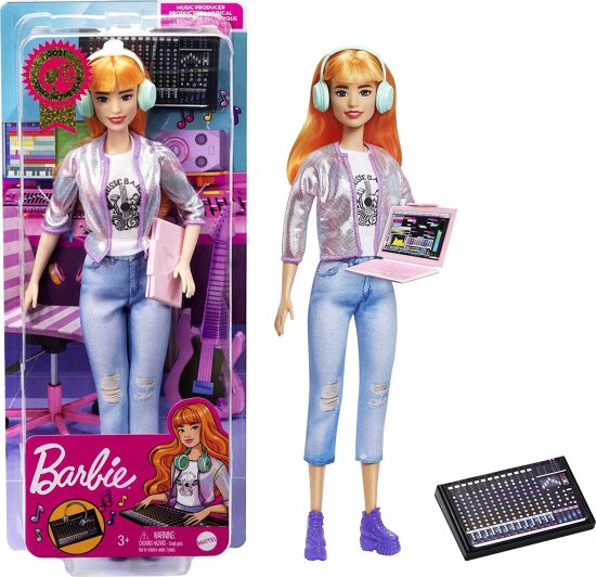 Barbie バービーキャリアオブザイヤーミュージックプロデューサードール（12インチ）、カラフルなオレンジ色の髪、トレンディなティー、ジャケット＆ジーンズ