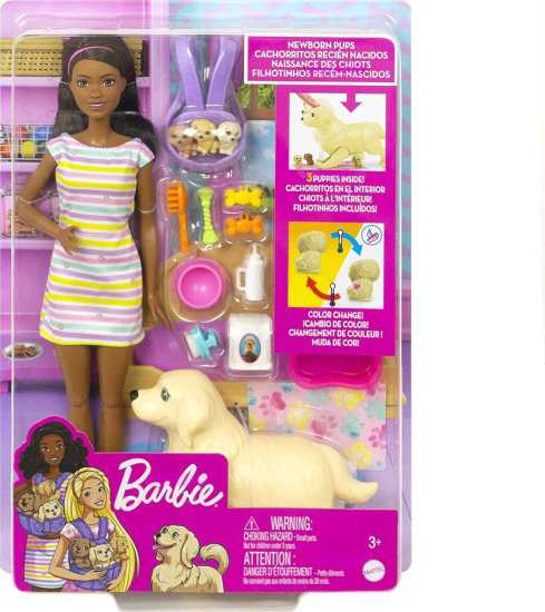 Barbie バービー人形と生まれたばかりの子犬は、出産機能を備えたママ