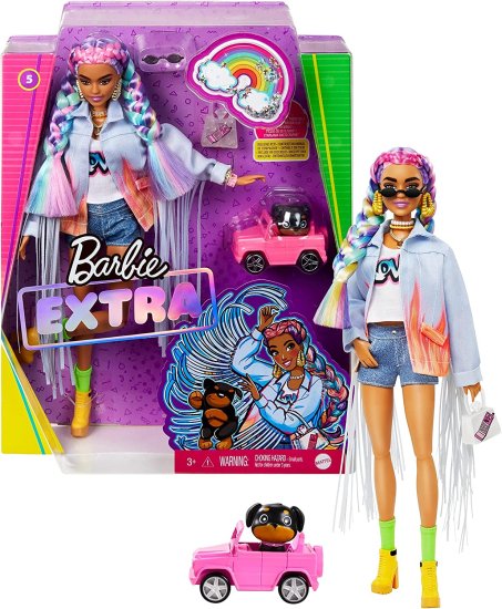 Barbie ペットの子犬、レインボーブレード、レイヤード衣装、ペット用の車、複数の柔軟なジョイント、3歳の子供向けギフト、12インチ、12インチ、レイヤードア_1