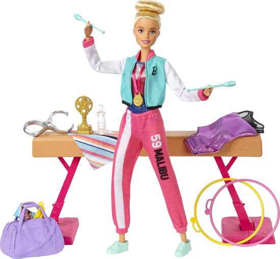 Barbie バービー体操プレイセット：旋回機能、バランスビーム、15歳 ...