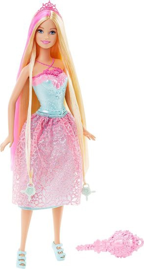 Barbie ピンクの縞模様の髪のスタイリングビーズを備えたバービープリンセスドール