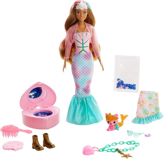 Barbie バービーの色が皮をむき出しの皮の色を明らかにする人形セットは、紫色の皮むきやペット、2つの人魚にインスパイアされたルックス用の衣服とアクセサリ_7
