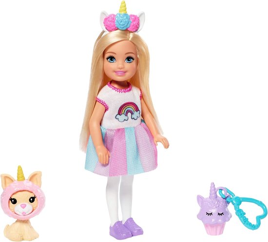 Barbie バルビークラブチェルシードレスアップ人形ユニコーンコスチューム付きのドレスアップドール、3-7歳の6インチブロンド、6インチブロンド