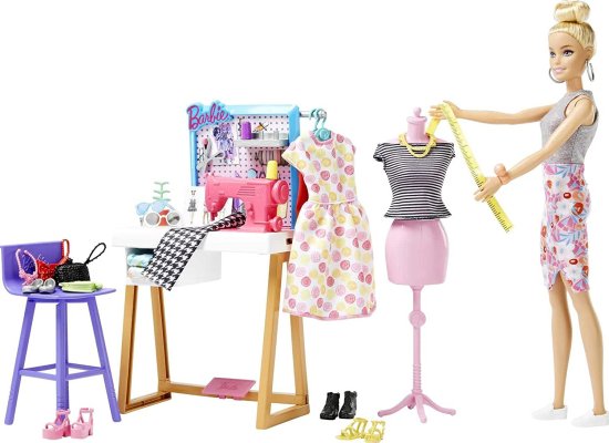 Barbie バービーファッションデザイナードール（12インチ）、スタジオ、25+デザイン＆ファッションアクセサリー、デザインデスク、椅子、ミシン、ファブリック_3