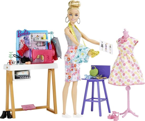 Barbie バービーファッションデザイナードール（12インチ）、スタジオ、25+デザイン＆ファッションアクセサリー、デザインデスク、椅子、ミシン、ファブリック_4