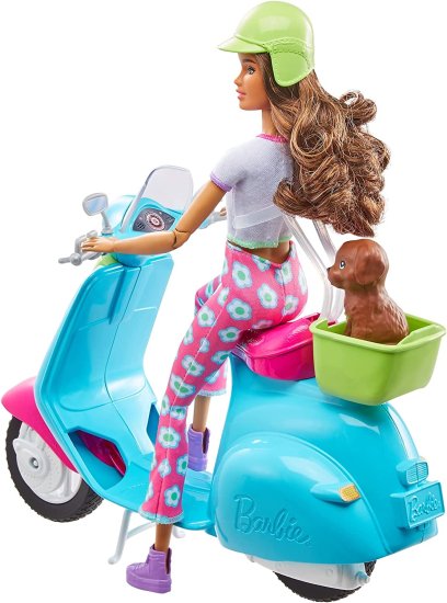 Barbie ファッショニスタトラベルドール（ブルネットで11.5）とスクーター、ペットの子犬、ステッカー、トラベルアクセサリー、3-7歳のギフトとのバービー旅行_4