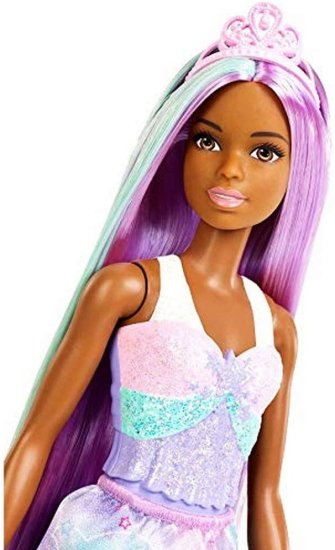 Barbie バービー人形、レインボープリンセスは、3-7歳のために、余分な長い紫と青い髪、そしてヘアブラシの外観_1