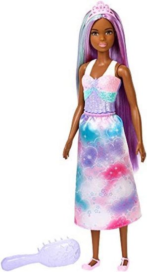 Barbie バービー人形、レインボープリンセスは、3-7歳のために、余分な長い紫と青い髪、そしてヘアブラシの外観_2