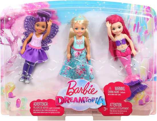 Barbie 3つのチェルシーマーメイド、フェアリー、プリンセスドールズのマテルバービードリームトピアパック、マルチカラーFPL86｜au PAY  マーケット