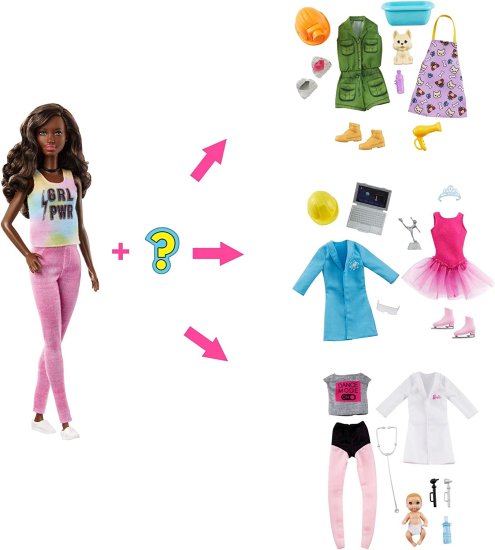 Barbie バービーサプライズドール、2つのキャリアルックスとアクセサリーを持つブルネット_2
