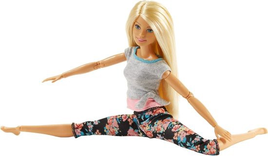 Barbie 22のジョイントとヨガの服、花、灰色で人形を動かすために作