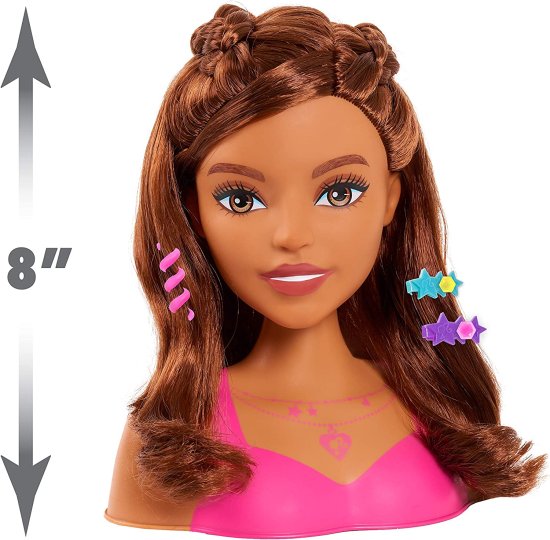 Barbie バービーファッショニスタ8インチスタイリングヘッド、茶色の髪、20個のピース??には、スタイリングアクセサリー、子供向けのヘアスタイリング、ただ遊_2