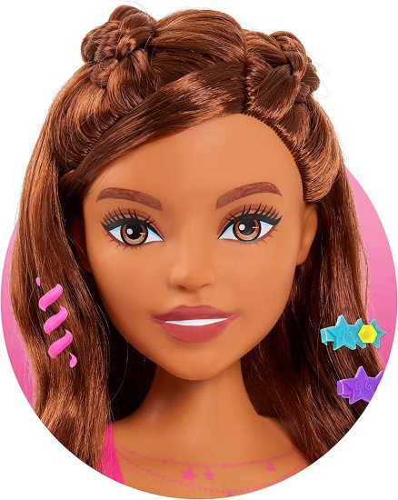 Barbie バービーファッショニスタ8インチスタイリングヘッド、茶色の髪、20個のピース??には、スタイリングアクセサリー、子供向けのヘアスタイリング、ただ遊_3