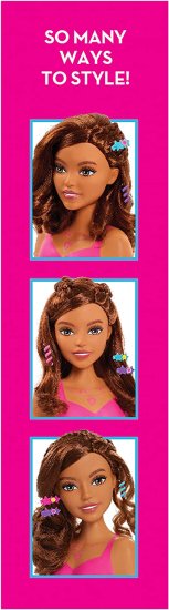 Barbie バービーファッショニスタ8インチスタイリングヘッド、茶色の髪、20個のピース??には、スタイリングアクセサリー、子供向けのヘアスタイリング、ただ遊_4