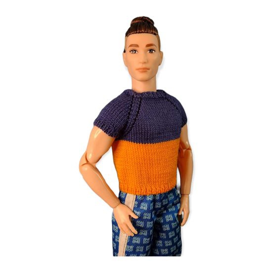Barbie ケンBMR 1959ドールのウクライナの旗セーター、Tシャツの青/黄色の色はooak ken 12インチバービー人形、ケン人形デザイナーの服を着ていますの通販は