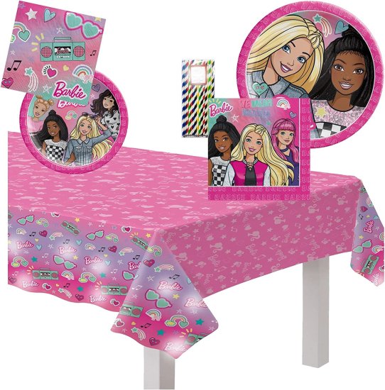 Barbie Jazzle Amscan バービー Dreamtogether Birthday Party Tableware Kit Napkins、Plates、Tablecover Bundle、16人のゲスト