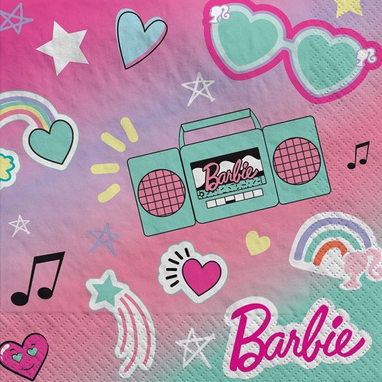 Barbie Jazzle Amscan バービー Dreamtogether Birthday Party Tableware Kit Napkins、Plates、Tablecover Bundle、16人のゲスト_1