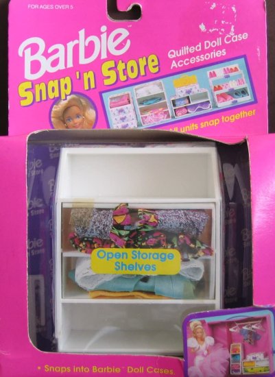 Barbie バービースナップ 'nストアオープンストレージシェルフキルトドールケースアクセサリー（1992 Mattel/Tara Toy）_1