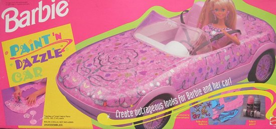 Barbie バービー Paint 'n Dazzle Car -Paint＆Dazzleへのコンバーチブル車（1993年にメキシコでMade）の通販は