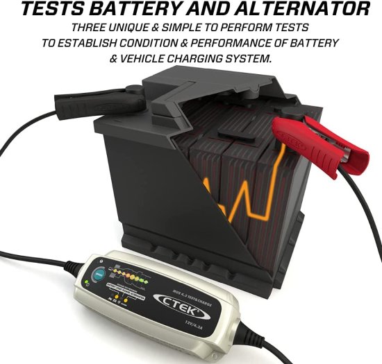 CTEK シーテック (56-959) Silver MUS 4.3 TEST & CHARGE 12 Volt Fully Automatic Charger and Tester