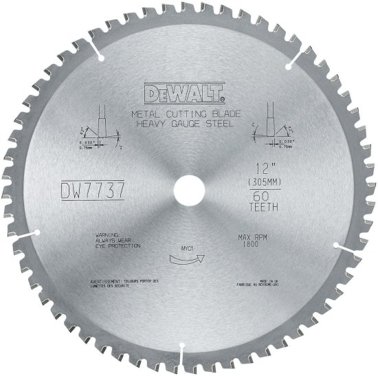 Dewalt デウォルト DWA7737 60 Teeth Heavy Gauge Ferrous Metal Cutting 1-Inch Arbor, 12-Inch