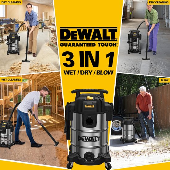 Dewalt デウォルト DXV08S 8Gallon Wet/Dry Vacuum,120V/60Hz,4 Peak HP Shop Vac,Stainless Steel Tank,Silver, 8 Gallon