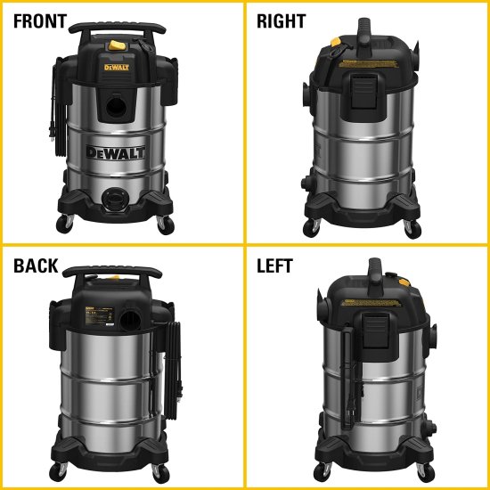 Dewalt デウォルト DXV08S 8Gallon Wet/Dry Vacuum,120V/60Hz,4 Peak HP Shop Vac,Stainless Steel Tank,Silver, 8 Gallon