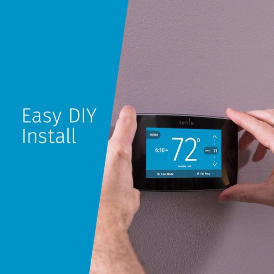 Emerson Sensi Touch Wi-Fi Smart Thermostat with Touchscreen Color Display, Works with Alexa, Energy Star Certified, C-wire Required, ST75 Black_3