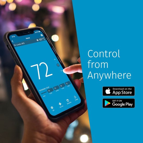Emerson Sensi Touch Wi-Fi Smart Thermostat with Touchscreen Color Display, Works with Alexa, Energy Star Certified, C-wire Required, ST75 Black_4