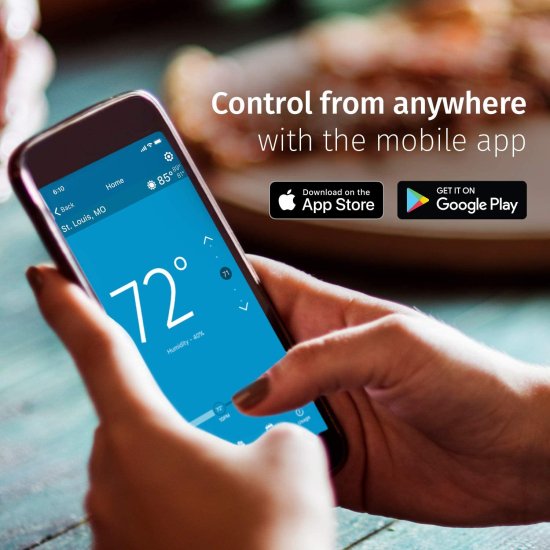 Emerson Sensi Touch Wi-Fi Smart Thermostat with Touchscreen Color Display, Works with Alexa, Energy Star Certified, C-wire Required, ST75 Black_7