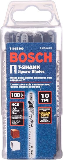 BOSCH ボッシュ T101B100 Wood &amp; Plastic Clean Cut 4" x 10 TPI T-Shank Style Jigsaw Blades 100-Pack