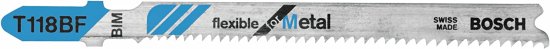 BOSCH ボッシュ T118BF100 100 pieces 3-5/8 In. 11-14 TPI Flexible for Metal T-Shank Jig Saw Blades