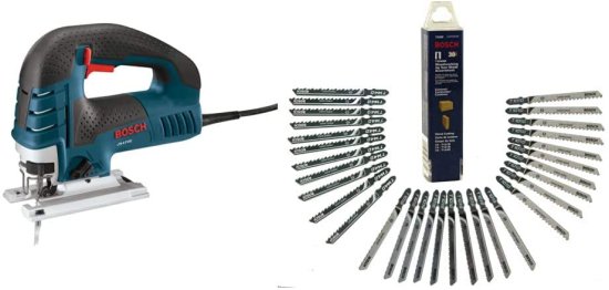 BOSCH ボッシュ Power Tools Jig Saws - JS470E Corded Top-Handle Jigsaw &amp; T30W 30-Piece Woodworking Jigsaw Set