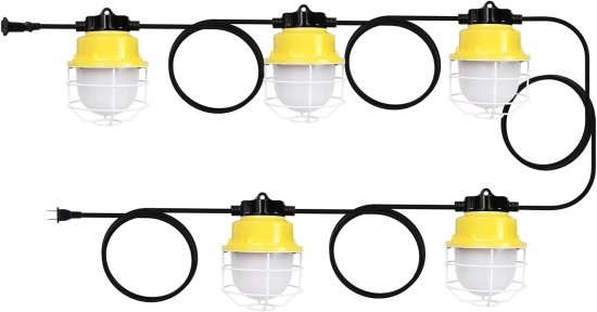 Lawind 60W 7500LM Construction Led String Lights,50ft Linkable Job Site Light,UL-Listed Temporary String Work Light for Outdoor Construction Sit