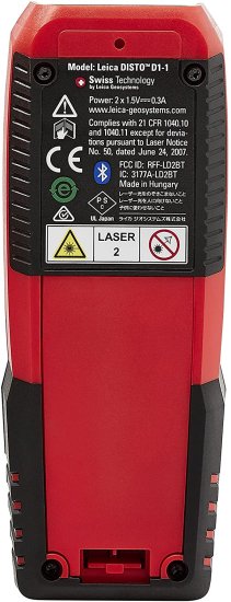 Leica DISTO D1 120ft Laser Distance Measure with Bluetooth 4.0, Black/Red_2