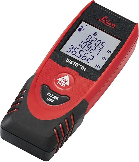 Leica DISTO D1 120ft Laser Distance Measure with Bluetooth 4.0, Black/Red_3