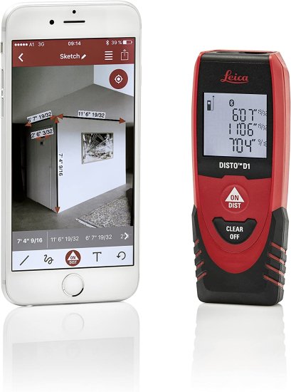 Leica DISTO D1 120ft Laser Distance Measure with Bluetooth 4.0, Black/Red_5