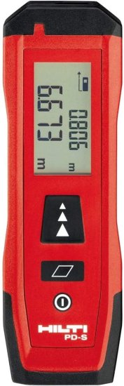 Hilti PD-S Laser Distance Meter 60M/197ft, Handheld Range Measure Meter Rangefinder Diastimeter with Area Measurement, Range Finder Highlight Di
