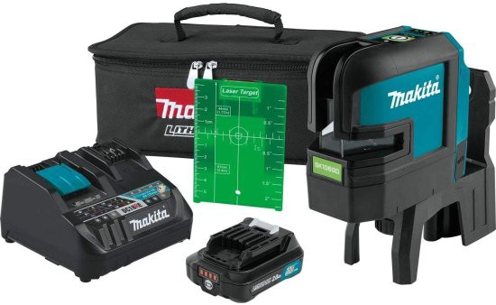 Makita マキタ SK106GDNAX 12V max CXT? Lithium-Ion Cordless Self-Leveling Cross-Line/4-Point Green Beam Laser Kit (2.0Ah)