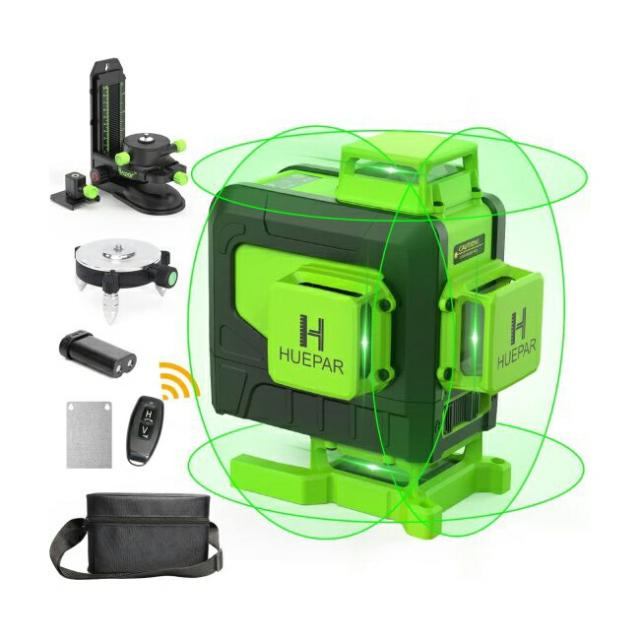 Huepar Laser Level Self-leveling 4x360 with Remote Control 16 Lines Green Beam up to100Ft, 4D Cross Line Tiling Floor Laser Tool, Magnetic Brack 30,680円