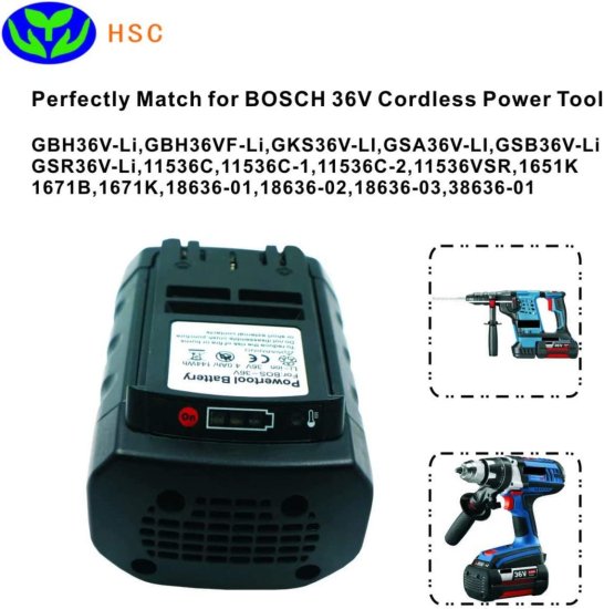 4000mAh Battery BOS36A Li-ion Battery 36V Replacement for BOSCH ボッシュ 36V Battery BAT810 BAT836 BAT840 D70771