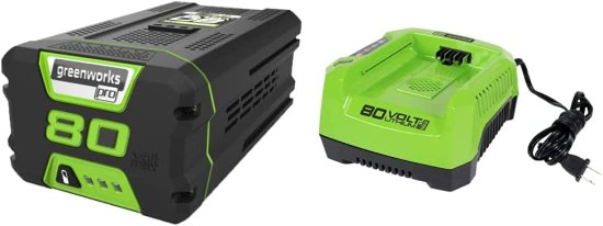 Greenworks Pro 80V 4Ah Lithium Ion Battery GBA80400 & Pro 80V Lithium Ion Single Port Rapid Battery Charger GCH8040