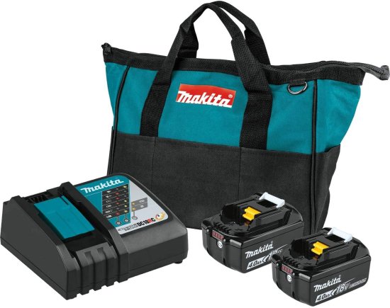 Makita マキタ BL1840BDC2 18V LXT Lithium-Ion Battery and Rapid Optimum Charger Starter Pack (4.0Ah) with XLC02ZB 18V LXT Lithium-ion Compact Cor_1