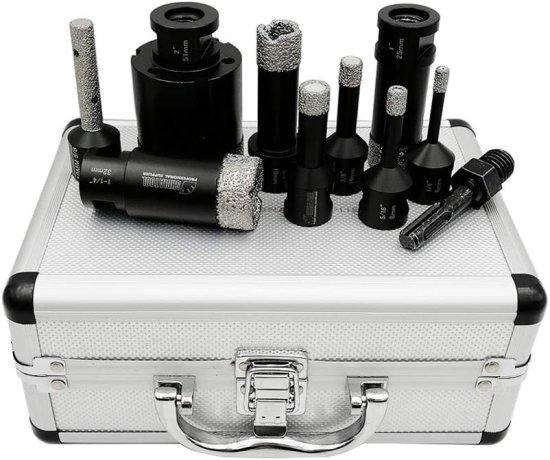 SHDIATOOL 10-Piece Diamond Hole Saw Kit for Porcelain Tile Ceramic Marble Brick Vacuum Brazed Core Drill Bits Set(A85458K1)_3