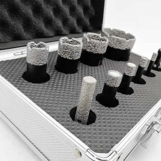 SHDIATOOL 10-Piece Diamond Hole Saw Kit for Porcelain Tile Ceramic Marble Brick Vacuum Brazed Core Drill Bits Set(A85458K1)_4