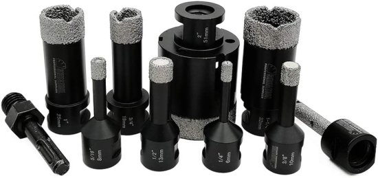 SHDIATOOL 10-Piece Diamond Hole Saw Kit for Porcelain Tile Ceramic Marble Brick Vacuum Brazed Core Drill Bits Set(A85458K1)_5